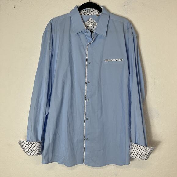 Alex Vando mens shirts light blue collared size XXL, cotton blend, classic - Picture 2 of 8